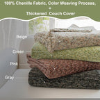 ROOMLIFE Green Sofa Cover, Vintage Boho Couch Cover for 3 Cushion Sofa, Soft Chenille Sofa Cover for Dog, Washable Furniture Sofa Protector Cover Blanket with Tassel for Living Room, 71 '' X 118''