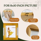 Boho Picture Frame for 8x10 Inch Photo or Artwork | 11x13 Outer Edge | Boho, Coastal, or Modern Photo Frame, Wooden Decorative Frame with Tabletop Stand and Wall Mount | Golden Brown