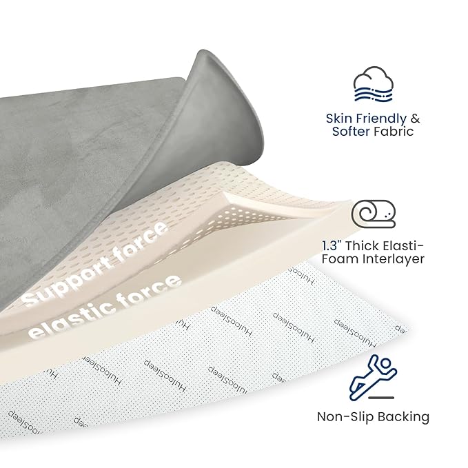 Baby Play Mat for Floor,Extra Large 59"×71" Playpen Mat for Tummy Time,Thicker Padded Elasti Foam Activity Mats,Water Repellent Ultra Soft Velvet,Non-Slip Backing Safe for Crawling(Light Grey)