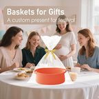 Woven Basket,Small Rope Storage Bin with Handles & Ribbon Bag, Organizer for Shelves Closets,Gift Basket Empty for Birthday,Books,Dog Toys,Orange