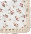 insular Cotton Muslin Baby Blanket with Tassel, Boho Bohemian Muslin Swaddle Blanket Baby Receiving Blanket with Fringe, Nursery Decor Throw or Nursing Blankets, 47" x40”, Floral