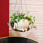 NINIPAPA Hanging Swing Chair Planter Pot Smile Face Plant Pot for Indoor Outdoor Plants Cute Head Flower Pots for Succulent String of Pearls Unique Gift on Mother's Day, Birthday, Christmas - Large