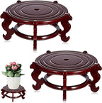 Geetery 2 Pcs 4 to 12 in Wooden Plant Stands Indoor Chinese Oriental Plant Stand for Vase Fishbowl Flower Pot Lamp Redwood Base Vintage Display Rack Decor(10 Inch)