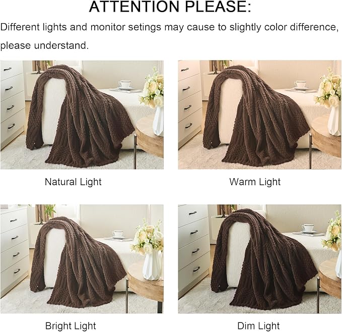 lifein Throw Blanket for Couch-Dark Brown Boho Throw Blanket, Soft Fleece Plush Lightweight Blankets&Throws for All Seasons, Fuzzy Decorative Blankets for Livingroom Bed Sofa Chair (50x60, Dark Brown)