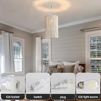 Bioaqua Boho Lamp Shade,Boho Hanging Lamp Handmade Macrame Lamp Shade Plug in Pendant Light,Bohemian Hanging Lights with Plug in Cord Light Fixtures for Boho Bedroom Decor Living Room (Type5)