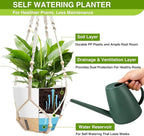 Set of 2 Hanging Planters for Indoor Plants with Self Watering Includes Hanging Pots and 2 Types Plant Hangers, Outdoor Hanging Baskets Holder for Home Garden, 10 Inch Oyster White