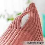 Home Brilliant 26x26 Pillow Covers Euro Shams Cover Large Solid Striped Corduroy Euro Throw Pillow Cushion Cover Sham for Patio, 26 x 26 inch, Dry Rose Pink