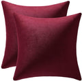 Throw Pillow Covers 18x18 Burgundy: Pack of 2 Cozy Soft Velvet Square Modern Luxury Decorative Throw Pillow Cases for Christmas Sofa Couch Living Room Bed Home Decor