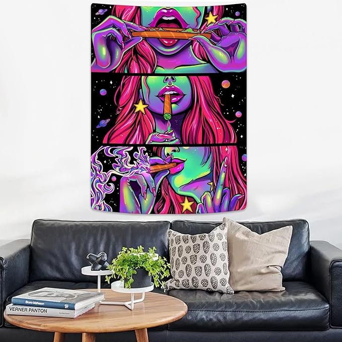 Yeoiat FantasyTapestry Anime Tapestry for Bedroom Cool Tapestries Wall Hanging for Dorm Living Room (Pink, 60.00" x 80.00")