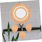 Bohemian Mirror Wall Decor Rustic Rope Woven Mirror for Bedroom Boho Style