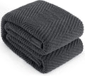 Knitted Throw Blanket 50"X60", Dark Grey Knit Throws for Bed, Super Soft Boho Chevron Blankets for Couch Sofa Chair Room Decor, Textured Decorative Farmhouse Cozy Lightweight