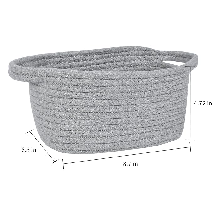 ABenkle Small Storage Basket, Mini Basket, Cute Tiny Cotton Rope Woven Baskets, Shelf Storage, Boho Decorative Toy Storage Bin Gift Baskets
