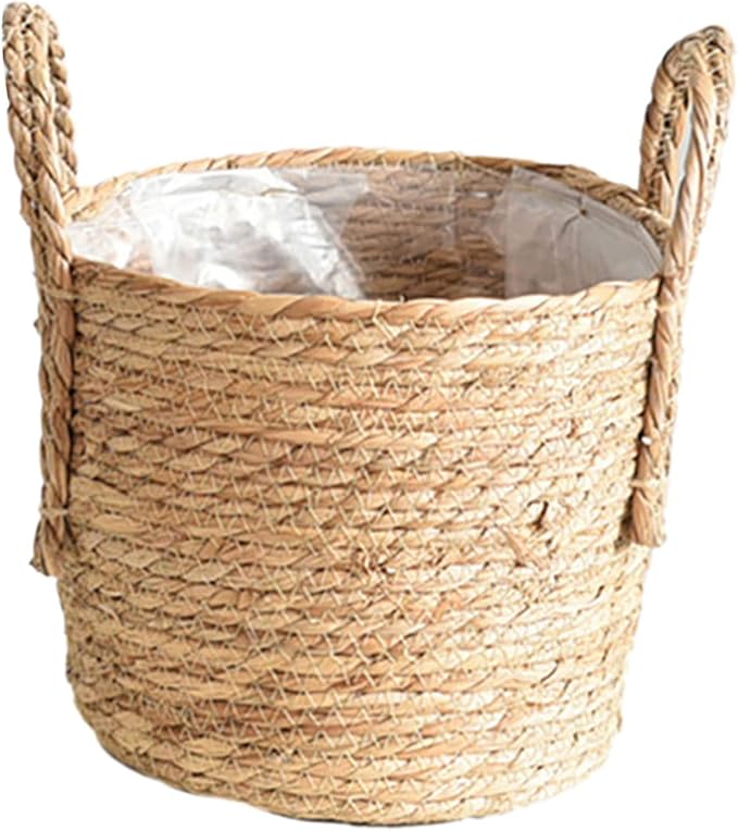 Straw Flower Pots, Plant Baskets Indoor, Basket Planter, Versatile Rattan Grass Woven Flower Planter, Plant Pot for Living Room Balcony Garden Decoration,Indoor & Outdoor