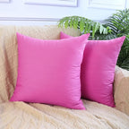 Thmyo 4-Pack 100% Cotton Comfortable Solid Decorative Throw Pillow Case, Square Cushion Cover Pillowcase Sublimation Blank Pillow Covers DIY Throw Pillowcase for Sofa(20x20 inch/ 50x50cm,Rose red)