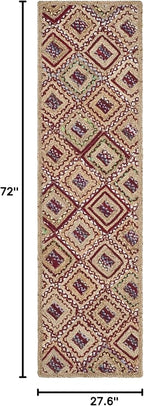 SAFAVIEH Cape Cod Collection Runner Rug - 2'3" x 6', Natural & Red, Handmade Flat Weave Diamond Braided Jute & Denim, Ideal for High Traffic Areas in Living Room, Bedroom (CAP354B)