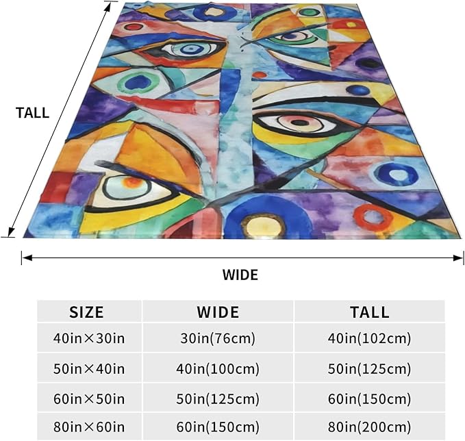Abstract Throw Blanket Soft Flannel Blanket 60"x50" in Bed Blanket Home Decor for Room Sofa Couch All Season