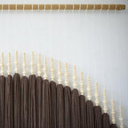 IOWER Macrame Wall Hanging Brown Yarn Beaded Backdrop Boho Wall Decor Round Tassel Home Wall Aesthetic Living Rooms Bedrooms Offices Geometric Art Chic Home Decor 39" W x 55" L