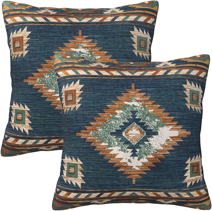 Aztec Western Throw Pillow Covers 16x16 Set of 2, Native American Pillow Covers Outdoor Decorative Pillow Case for Couch Bed Sofa Cushion Home Decor