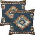Western Native American Blue Pillow Covers 18x18 Set of 2, Southwestern Boho Aztec Throw Pillow Covers Outdoor Decorative Pillow Case for Couch Bed Sofa Cushion Home Decor