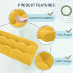 downluxe Outdoor Bench Cushion for Patio Furniture, Water Resistant Tufted Overstuffed Porch Swing Cushions, Thick Outdoor Loveseat Cushions, 44" X 19" X 5", Yellow, Set of 1