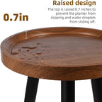 Indoor Plant Stand,Wood Mid Century Plant Table in Walnut Finish,Tall Plant Stand for Flower Pot,Modern Round Small Side End Table with Raised Design (Walnut, 12"x18" 2 Pack)