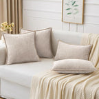 MIULEE Pack of 2 Couch Throw Pillow Covers 18x18 Inch Natural Beige Farmhouse Decorative Pillow Covers with Stitched Edge Taupe Soft Chenille Solid Dyed Pillow Covers for Sofa Bed Living Room