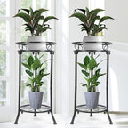 2 Pack Plant Stand Indoor Outdoor,20.3'' 2-Tier Metal Tall Plant Stands,Flower Pot Holder, Plant Rack, Display Shelf for Home Garden Office Patio Balcony