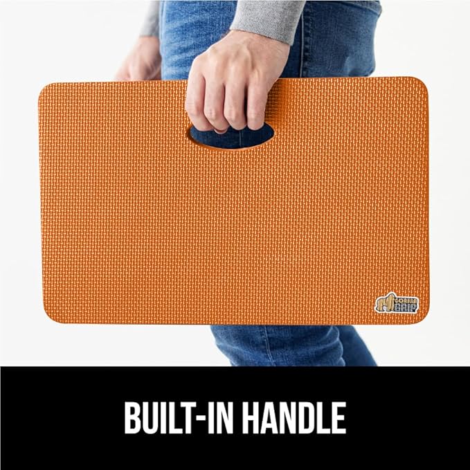 GORILLA GRIP Extra Thick Patent Pending Supportive Foam Kneeling Pad, Large Cushion Knee Pads for Gardening, Baby Bath Time, Dirt and Water Resistant, Workout and Garden Supplies, 17.5x11, Orange