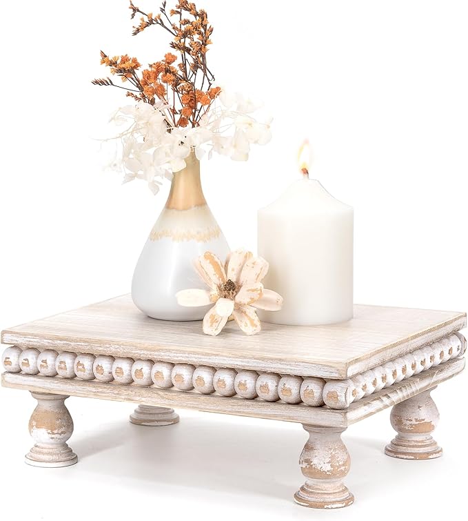 EOSAHR Pine Wood Display Riser for Home Decor – Rustic Pedestal Stand for Showcasing New House Essentials, Soap Holder or Coffee Table Accents – Perfect Modern Boho Chic Decor (Light-Natural)