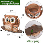 Swing Owl Hanging Planters for Indoor Plants, Cute Small Succulent Pots with Drainage Hole, Unique Resin Plant Hangers Outdoor, Hanging Plant Holder for String Of Pearls, Gift Ideas for Mother