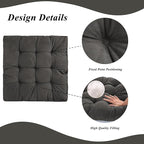 Meditation Floor Pillow 22×22 Inch 2 Pack Large Floor Cushions for Adults Square Tufted Corduroy Floor Pillows for Yoga Living Tatami Room Dark Grey