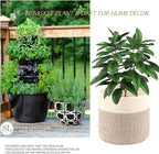 Cotton Rope Plant Basket Modern Woven Basket Pot Indoor Planter Up to 8 Inch Pot Storage Organizer Basket Rustic Home Décor (8.5''x8.5'', Grey&White)