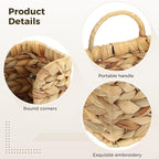 Woven Water Hyacinth Wall Basket - Hanging Magazine Holder & Mail Organizer, Natural Wicker Wall Storage Pocket for Files, Books, Entryway & Office Decor