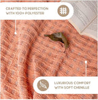 Folkulture Christmas Throw Blanket | (60 x 50) Boho Chunky Knit Blanket for Bed, Couch |Chenille White Thick, Ultra Soft, Plush, Lightweight, Throw Blanket for Sofa with Machine Wash | Cozy Blush