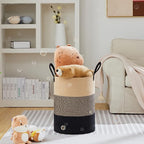 VIPOSCO Large Laundry Hamper, Tall Woven Rope Storage Basket for Blanket, Toys, Dirty Clothes in Living Room, Bathroom, Bedroom - 72L Brown & Black