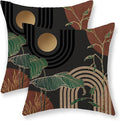 Boho Grey Rust Brown Pillow Covers 18x18 Set of 2 Gold Green Leaf Tropical Mid Century Throw Pillows Outdoor Bohemian Modern Decorative Pillowcase Farmhouse Cushion Case for Couch Sofa Decor