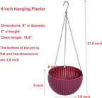 Hanging Basket Plastic Flower Pot Round Resin Garden Hanging Planter for Indoor Outdoor Plants 2 Pack Mulberry