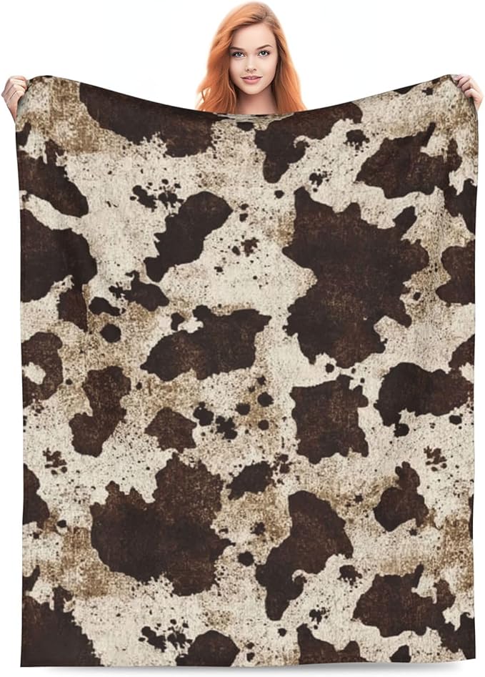 Cow Throw Blanket Soft Flannel Blanket 60"x50" in Bed Blanket Home Decor for Room Sofa Couch All Season