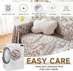 ROOMLIFE Brown Couch Covers for Sofa, Sofa Covers Washable Non Slip Furniture Protector Couch Sofa Covers for 3 Cushion Couch, Breathable Sofa Slipcovers Couch Cover Blanket with Tassels 71" X 134"