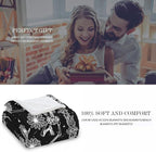 Skull Throw Blanket, Black and White Soft Cozy and Warm Couch Blankets Gift for Skull Lover, Decorative Blankets for Sofa Couch Bed, Black White 50×60 inches