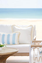 Hofdeco Premium Coastal Patio Indoor Outdoor Pillow Cover Only, 20"x20" Water Resistant for Backyard, Couch, Solid White Fringe