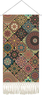 capasin Mandala Boho Macrame Wall Hanging Tapestry For Bedroom Tapestries Vertical Art Fabric Decor Door Living Room Bohemian (Style C, 17.5 * 43)