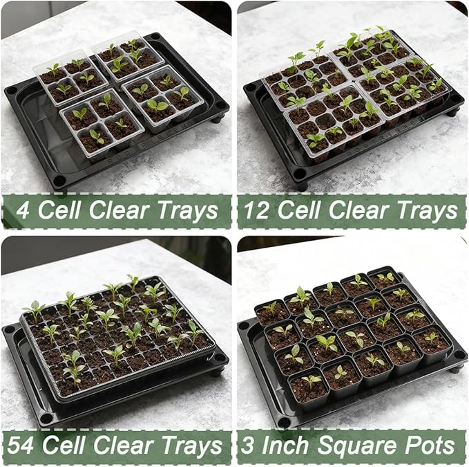 5-Tier Seed Starter Trays, Plant Stand, with Bottom-Watering Design– Reinforced Thickened Shelf for Small Pots, Balcony/Indoor Seed Starting & Greenhouse, Black