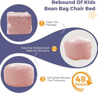 MAXYOYO Kids Bean Bag Chair Bed, Convertible Children Chair to Floor Mattress with Filler, Faux Fur Bean Bag Bed Stuffed Child Sofa Couch for Girl Boy Sleeping, Machine Washable Cover, Pink