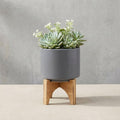 Ceramic Planter With Stand Indoor Plant Stand – Elevated Plant Stand For Displaying Greenery, Living Room, Bedroom, Office, Or Patio, Minimalist Garden Accent For Home Decor – 7", Gray