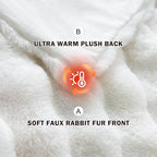 EMME Faux Fur Blanket Twin Size White - Big Bubble Rabbit Cozy Blanket for Couch, Thick Furry Plush Shaggy Blankets, 650GSM, 60x80 Inches