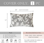 BlissBlush 12x20 Lumbar Pillow Cover, Rectangular Light Gray Decorative Throw Pillowcase for Couch Sofa, Embroidered Velvet Farmhouse Accent Cushion (Cover Only)