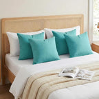 Thmyo 4-Pack 100% Cotton Comfortable Solid Decorative Throw Pillow Case, Square Cushion Cover Pillowcase Sublimation Blank Pillow Covers DIY Throw Pillowcase for Sofa (26x26 inch/ 66x66cm,Green)