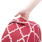Outdoor/Indoor Inflatable Ottoman Pouf D20 xH9, All Weather Round Footstool with Foot Pump, Water Repellent Portable Footrest with Handle for Patio Garden Camping Travel-Red Geometry