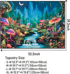 Heopapin Blacklight Tapestry UV Reactive Mushroom Flower Tapestries Fantasy Moonlight Mountain Forest Landscape Tapestry Mysterious Jungle Neon Plants Wall Hanging for Room L59×W51
